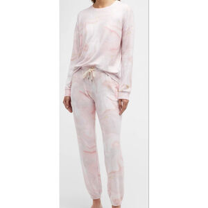 Women's P.J. Salvage Barbie Pink & White Marble Pajama Set L